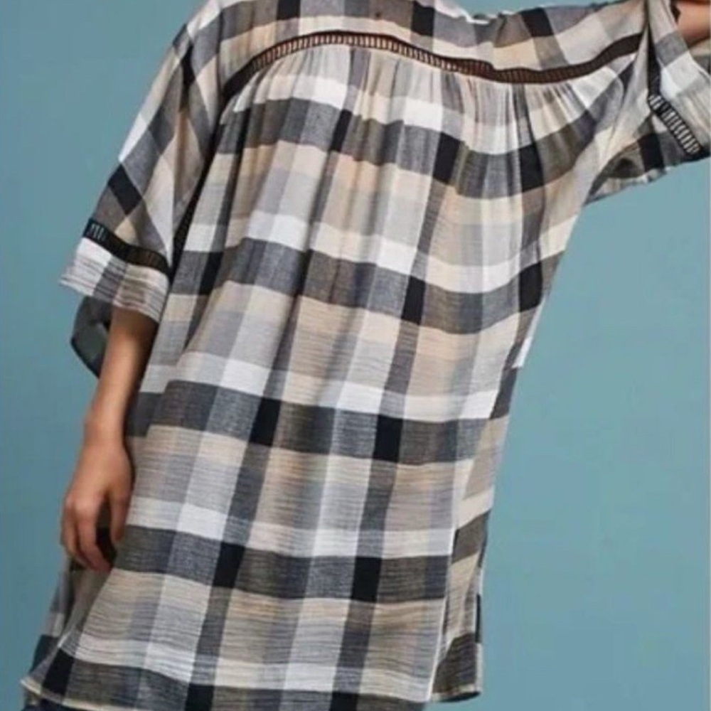 Anthropologie Maeve plaid tunic dress